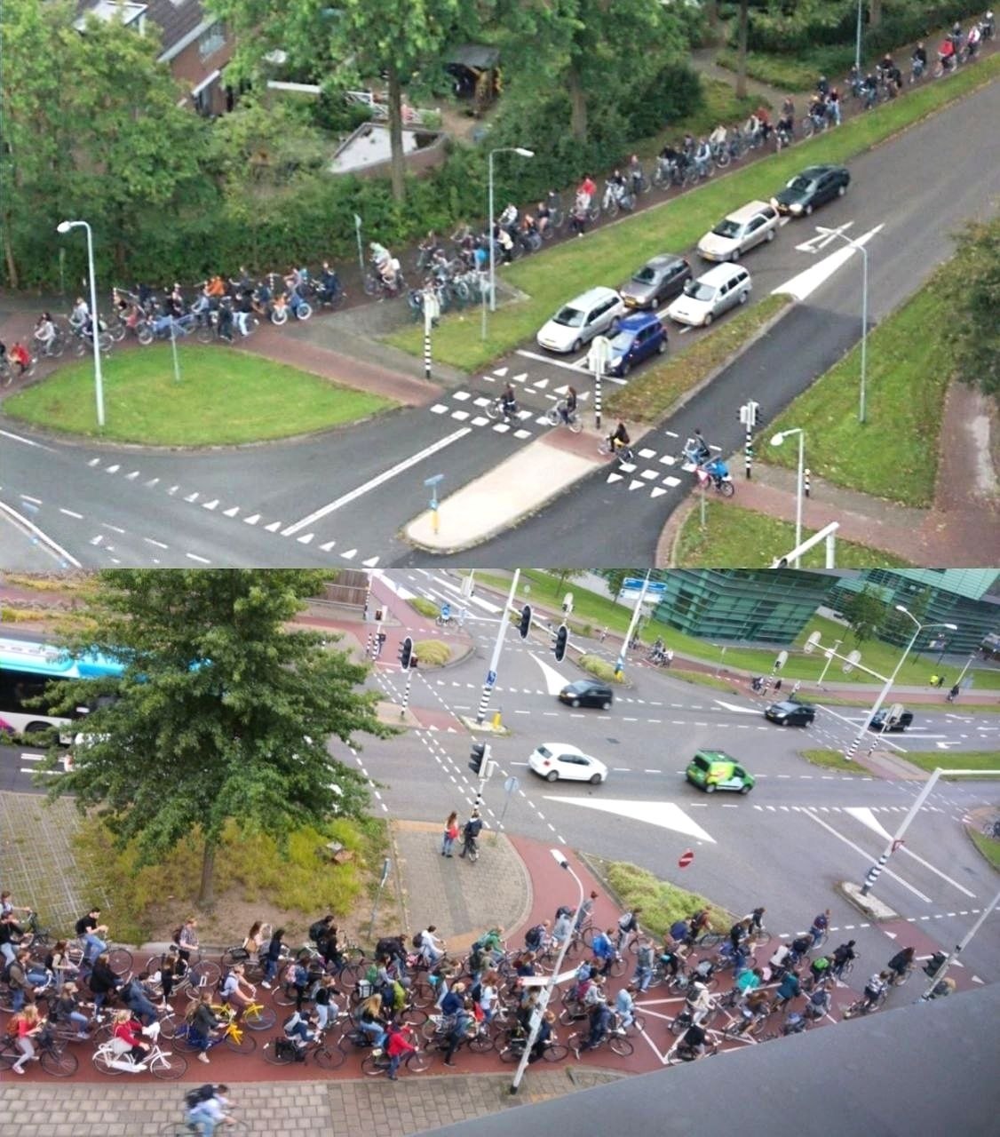 ترافیک خیابان‌های هلند!  تعداد ماشین‌ها را با دوچرخه‌ها مقایسه کنید 